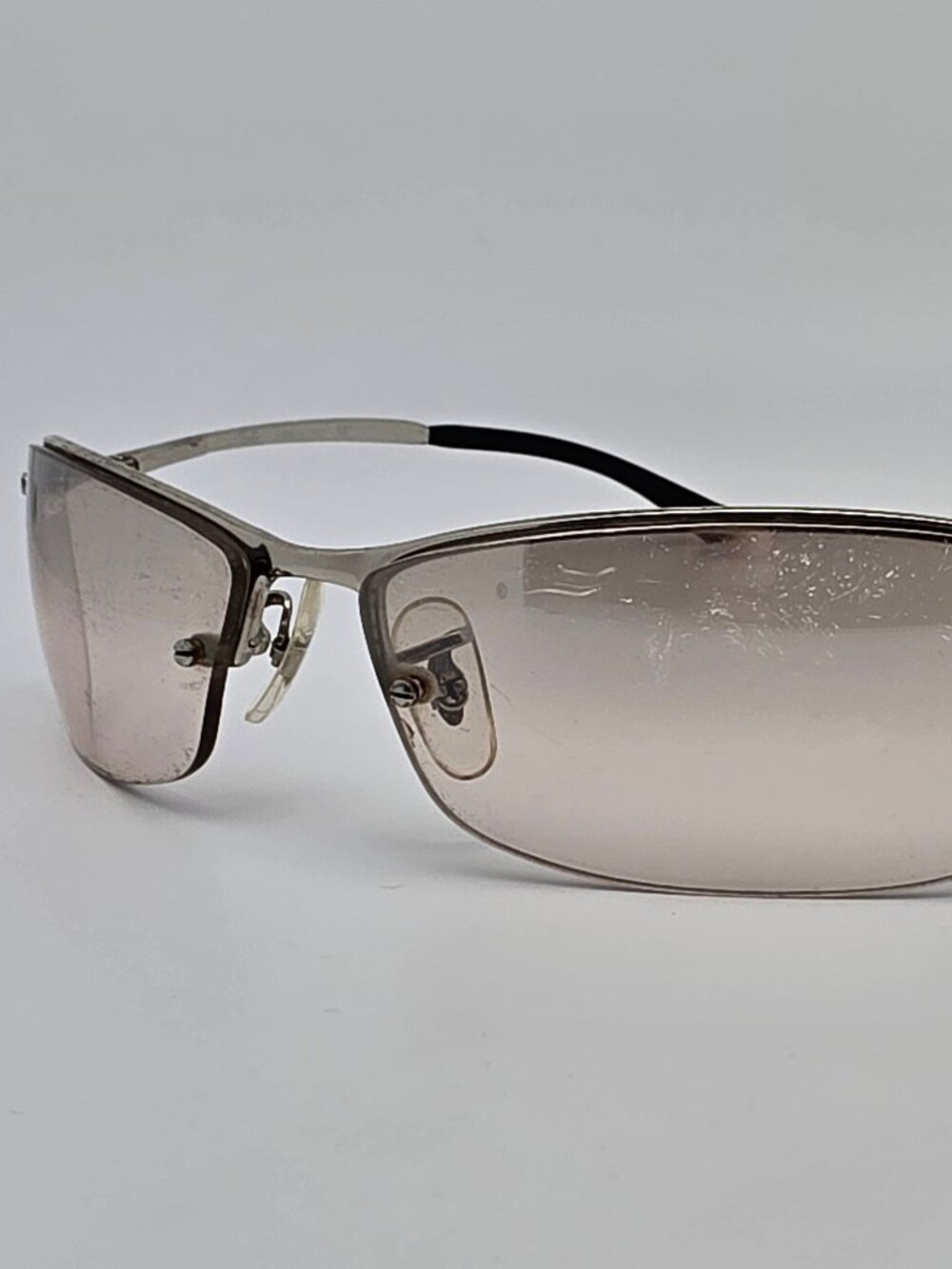 Ray-Ban RB3186 003/8Z Top Bar Rectangle Silver Frame Grey Gradient Sunglasses